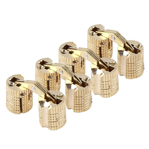 Slick Concealed Barrel Hinge Set For Cabinets And Gift Boxes, Copper Brass Finish, 4 By 2 By 1 Inches, 8mm Pin, 180 Degree Opening, 4 Pack