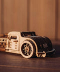 Hot Rod 3D Wooden Puzzle Car Kit for Adults No Glue Needed 280 Pieces Natural Wood Model, side view