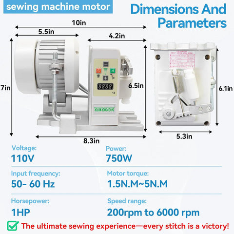 Ultra Quiet Pro Grade Sewing Machine Servo Motor With Needle Positioner And Synchronizer dimensions and technical specifications