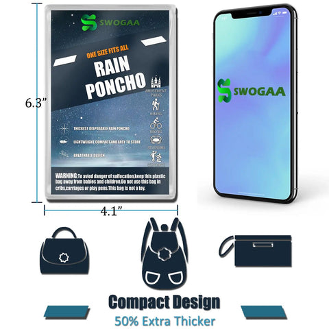 Packaging of Ultra Thick Disposable Rain Ponchos For Adults With Hood 10 Pack Clear Budget Friendly Outdoor Rain Gear