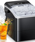 Countertop Ice Maker That Keeps It Cool With 9 Bullet Ice Cubes In 6 Minutes Up To 26 Lbs Per Day Two Ice Sizes Self Cleaning Portable With Handle Great For Home Kitchen Camping RV Or Office Sleek Black making ice