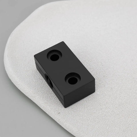 Black aluminum nut block for Two Pack 8mm Lead Screw Nut Block For OpenBuilds 3D Printer Workstations, front angle view.