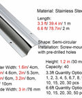 Stainless Steel Cable Cover For Ceiling Wall And Floor Paintable Cable Management Channel With Perforated Installation 79 Inch Long By 4.5 Inch Wide Heavy Duty Wire Protector For Home Office And Entertainment Rooms, semi-circular shape, screw-mounted with pre-drilled holes, shown with dimensions and quantity options.