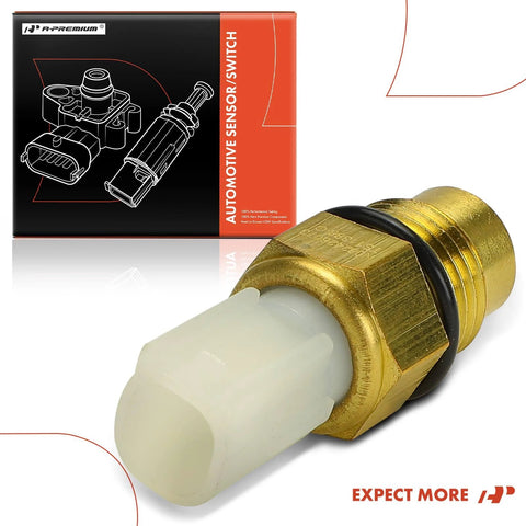 A-Premium engine coolant temperature sensor, 1-pin, brass threaded body with white plastic tip