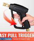 Beefy Long Pressure Washer Gun And Hose Kit with Fifty Foot Rubber Steel Braided Hose Three Eighths Inch Quick Connect M22 Adapters