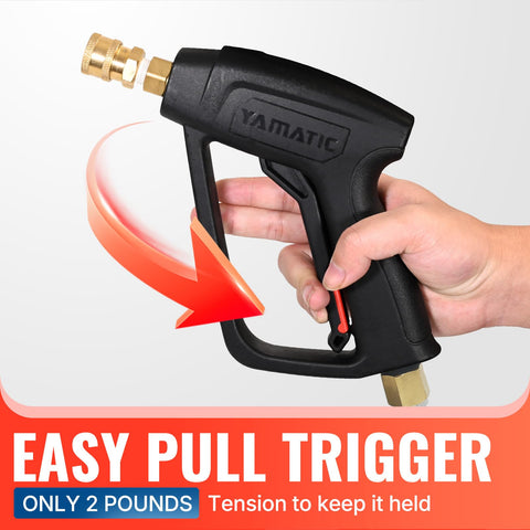 Beefy Long Pressure Washer Gun And Hose Kit with Fifty Foot Rubber Steel Braided Hose Three Eighths Inch Quick Connect M22 Adapters