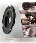 Industrial Woodcarver Carbide Wood Carving Disc for Angle Grinder 100mm shown shaping, cutting variable depth, and sculpting wood.