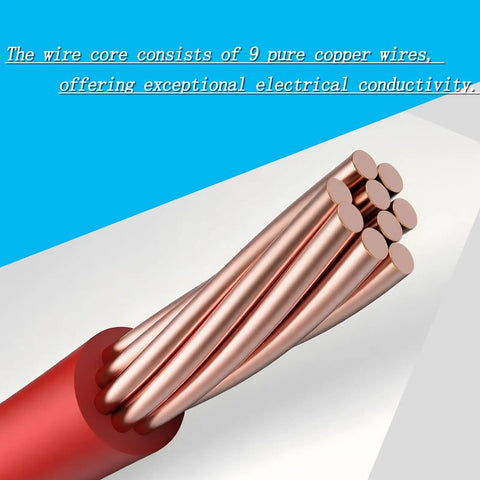 Cross-section of 9 pure copper wires from 240 Pcs Breadboard Jumper Wires Kit With 4 Inch And 8 Inch Lengths Awesome For Quick DIY Arduino.