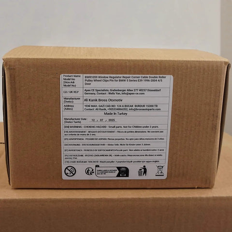 Built Tough Window Regulator Repair Cord Kit Featuring Double Roller Pulleys And Quick Swap Clamps To Bring Your Bmw 5 Series E39 Back On Track 1996 To 2004 product label details on a box.