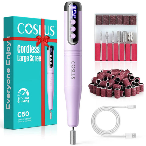 12 Speed Cordless Nail Drill With LED Display For Gel Removal And Manicure Shaping Pro Grade Nail File For Home DIY Purple