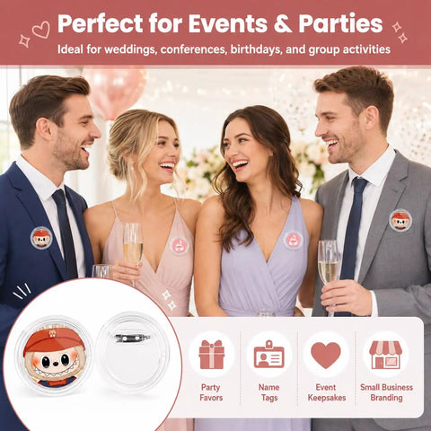 Kickstart Your Craft Hustle With This Dope Twelve Pack Clear Button Maker Kit Featuring 1.77 Inch Acrylic Photo Badges and Strong Pins for total vibe custom name tags and zero hassle DIY stuff you actually love making daily.