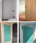 Heavy Duty Aluminum Drywall Access Panel With Flush Mount Hidden Inspection Door, Seamless Gypsum Cover For Electrical And Plumbing Projects displayed in various room settings.