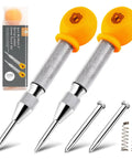 5 Inch Automatic Center Punch Set With Spring Loaded Action For Metal Wood Plastic Palm Cap Replacement Tips And Springs Included Case Pack Of 2 Pro Grade Durable Cr V Steel Construction