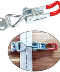 10 Piece Quick Release Toggle Clamp Set With Adjustable Anti Slip Push Pull Latch for Secure One Hand Operation shown mounted on wood