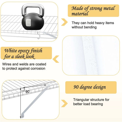 6 Piece 12 Inch Wire Shelf Brackets White Closet Support Hardware Total Game Changer With Straight Up Sturdy Triangle Frame That Stops Sagging Nonsense Included Wall Anchors Premium Metal Hidden Brackets Home Organization