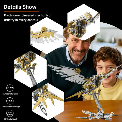 3D Metal Model Kit For Adults And Teens Do It Yourself Mechanical Puzzles Assembly Models For Home Office Decor Gift Yellow Finish