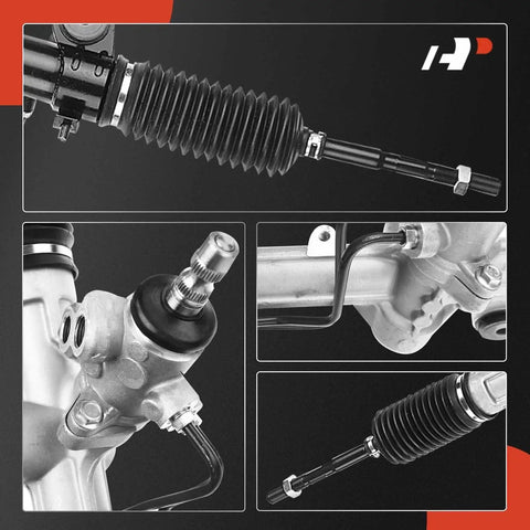 Toyota Sienna Hydraulic Power Steering Rack And Pinion With Inner Tie Rods And Dust Boots For Left Hand Drive Only 2004 2006 3.3L And 2007 2010 3.5L Replacement, showing detailed steering components.