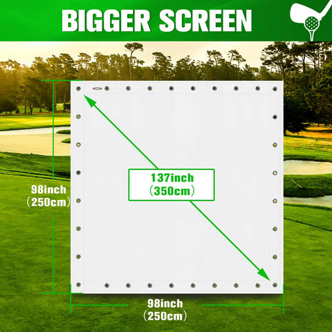 Ultra Clear Golf Simulator Impact Screen For Indoor Practice 8.2 By 8.2 Feet With 38 Grommet Holes Durable Flannel Material