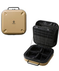 Nestout Gear Storage Case Lightweight Hard Shell Water Resistant Zippers Stackable Organizer with padded dividers open view.