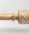 Rustic Wood Curtain Rod Set For Windows 48 To 84 Inches 1 Inch Diameter Dope Adjustable Heavy Duty Drapery Rod With Imitation Wood Grain Leaf Finials