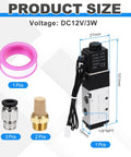 Aluminum 5 Way Pneumatic Solenoid Valve DC 12V Normally Closed 2 Position With One Eighth Inch NPT Ports and connectors