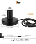 Industrial Table Lamp Base Only No Shade Included With E26 E27 Socket Metal Edison Style Stand 5.8Ft Cord With Switch Black Finish UL Listed Desk Lamp Base For DIY Lighting And Exposed Bulb Displays size diagram