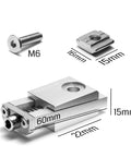Upgrade Aluminum Mini Vise Clamp Toe Clamp Set for Woodworking, side view with dimensions 60mm, 22mm, 15mm shown