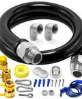 48 Inch Gas Hose Kit With Quick Disconnects And Three Quarter Inch Fittings, 2 Elbows, Gas Flex Line And Valve displayed
