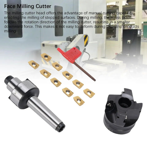 Face Mill Kit With MT2 FMB22 Holder - CNC Indexable High Speed Milling Cutter Kit, 400R-50-22, 10 APMT1604 inserts displayed