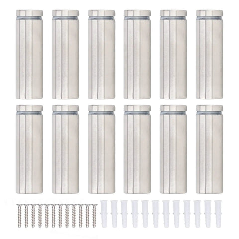 Heavy Duty Advertising Sign Mounting Screw Kit With 12 Stainless Steel Standoff Screws Easy Install For Home Office Signage And Displays Strong Weight Resistance Wall Mount Hardware, 12 pcs