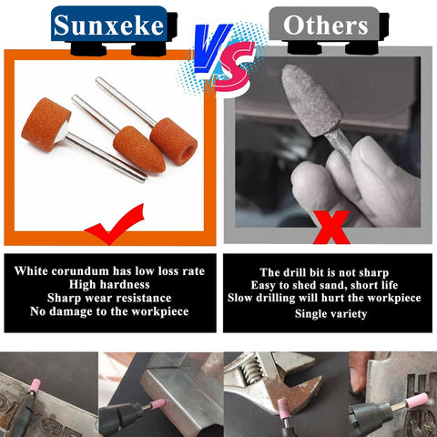Sunxeke 64-piece Dremel sanding bits set; orange aluminum oxide grinding stones and sanding drums, 1/8 in shank