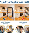 Comparison of Ultra Efficient LED Bulbs Replacing 20W-25W Halogen showing no flicker vs flickering in kitchen lighting.