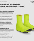 Bright yellow Arctic Waterproof Deep Winter Road Bike Overshoes For Road Shoes No Fuss Easy On Off Cyclist Rainproof Shoe Covers