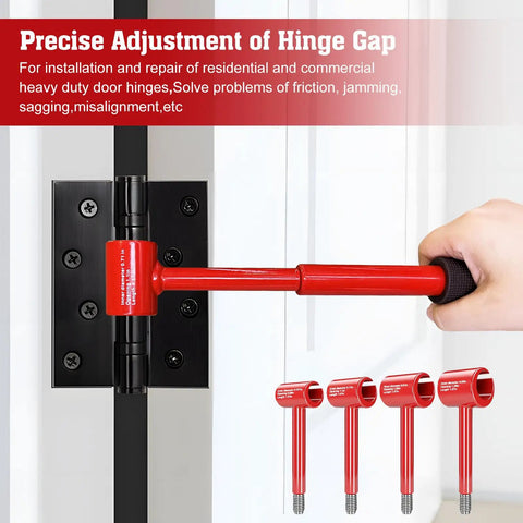 Four In One Pro Grade DIY Friendly Door Hinge Adjustment Tool Kit For Precise Gap Alignment And Smooth Operation Upgraded Hinge Gap Adjusting Wrench in use on a door hinge