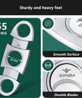 Roygra two-pack stainless steel cigar cutter set with guillotine double blades, 22 mm opening, silver
