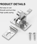 4 Pack Heavy Duty Elbow Latch Set, Silver Finished Solid Brass Cabinet Door Catch For RV with screws, close-up view