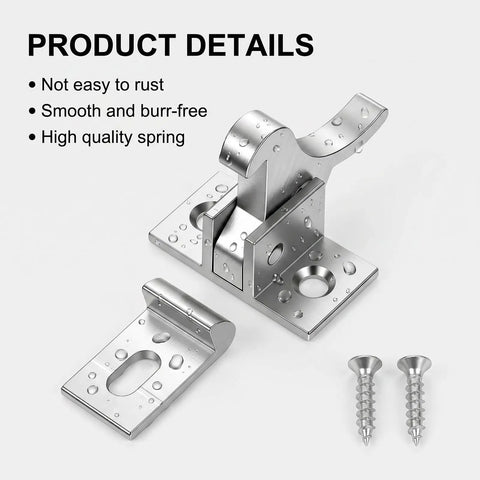 4 Pack Heavy Duty Elbow Latch Set, Silver Finished Solid Brass Cabinet Door Catch For RV with screws, close-up view