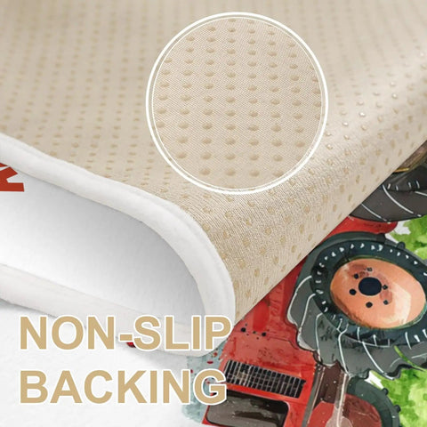 Farm Tractor Round Rugs For Bedroom And Living Room Soft Flannel Circle Carpet Machine Washable And Non Slip Backing