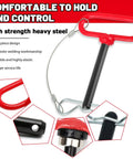 Half Inch By Four Inch Trailer Hitch Pin With Red Rubber Handle And Safety Clip Anti Loss Rope, close-up of pin and features