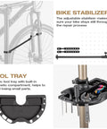 Heavy Duty Bike Repair Stand with bike stabilizer and tool tray for Home Shop and Pro Mechanics Adjustable Bicycle Workstand