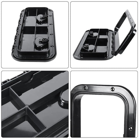 Heavy Duty Boat Hatch Cover Built Like A Tank With Premium Abs Plastic For Tight Deck Access features dual recessed handles and smooth hinge.