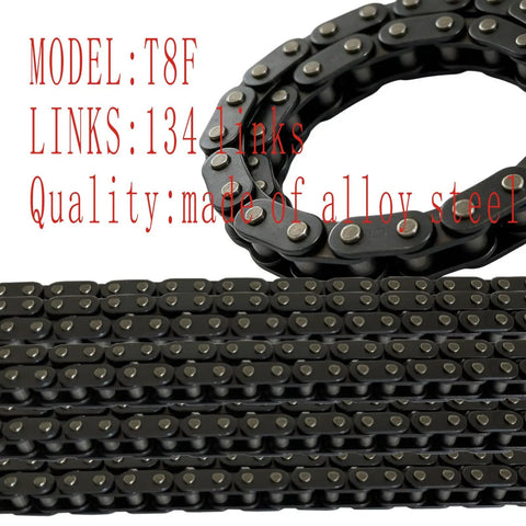 Heavy Duty Dirt Bike Drive Chain 134 Link Upgrade Kit With Chain Breaker Tool For 2 Stroke Engines, alloy steel close-up