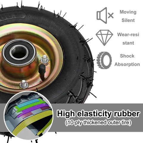 Heavy Duty Pneumatic Rubber Caster Wheels Double Ball Bearing Silent Swivel Industrial Casters showing high elasticity rubber tire design.