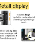 Detail display showing snap-on design and rubber anti-slip base of Heavy Duty 3 Tier Garage Shelving Unit With Wheels, Adjustable Metal Storage Racks For Garage, Workshop, Kitchen Or Warehouse, Easy To Assemble, Built To Last Carbon Steel, 60cm By 40cm By 80cm, Tool And Equipment Organizer.