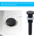 Close-up of pop-up drain valve in 16 Inch Oval Bathroom Vessel Sink And Brushed Nickel Faucet Combo In White Ceramic Porcelain Above Counter Design With Pop Up Drain Vanity Sink Set For A Sleek Modern Bathroom Upgrade And Easy Install, showing water flow resilience.