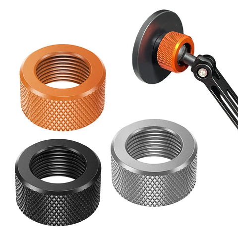 Universal 17mm Ball Head Nut Tightening Fastener For Phone Holders And Car Mounts Desk Stands And Dashcams Replacement Aluminum Alloy Screw On Mount Accessory For Cameras Tablets And Chargers Ideal For Pros And Live Streams, close-up threaded aluminum alloy nut