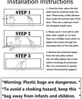 Protective Acrylic Door Kick Plate installation instructions with diagrams showing step-by-step process for 32-inch front doors