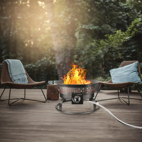 Outdoor Portable Propane Fire Pit 60 000 BTU 19 Inch With Cover And Carry Kit for patio backyard camping