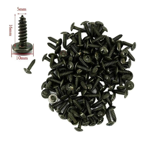Heavy Duty Metal Screw Clip Set U Shaped Fastener Bumper Guard Buckle With Self Tapping Screws and Iron Sheet Bolts For Mudguard Protection Durable Auto Parts Kit Easy Install Job 10 Pieces screws in a pile with size 10mm and material details