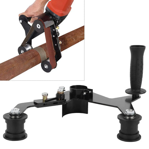 360 Degree Stainless Steel Tube Belt Sander Polishing Machine With 5 Abrasive Belts For Pipe Grinding And Deburring ergonomic tool on pipe.